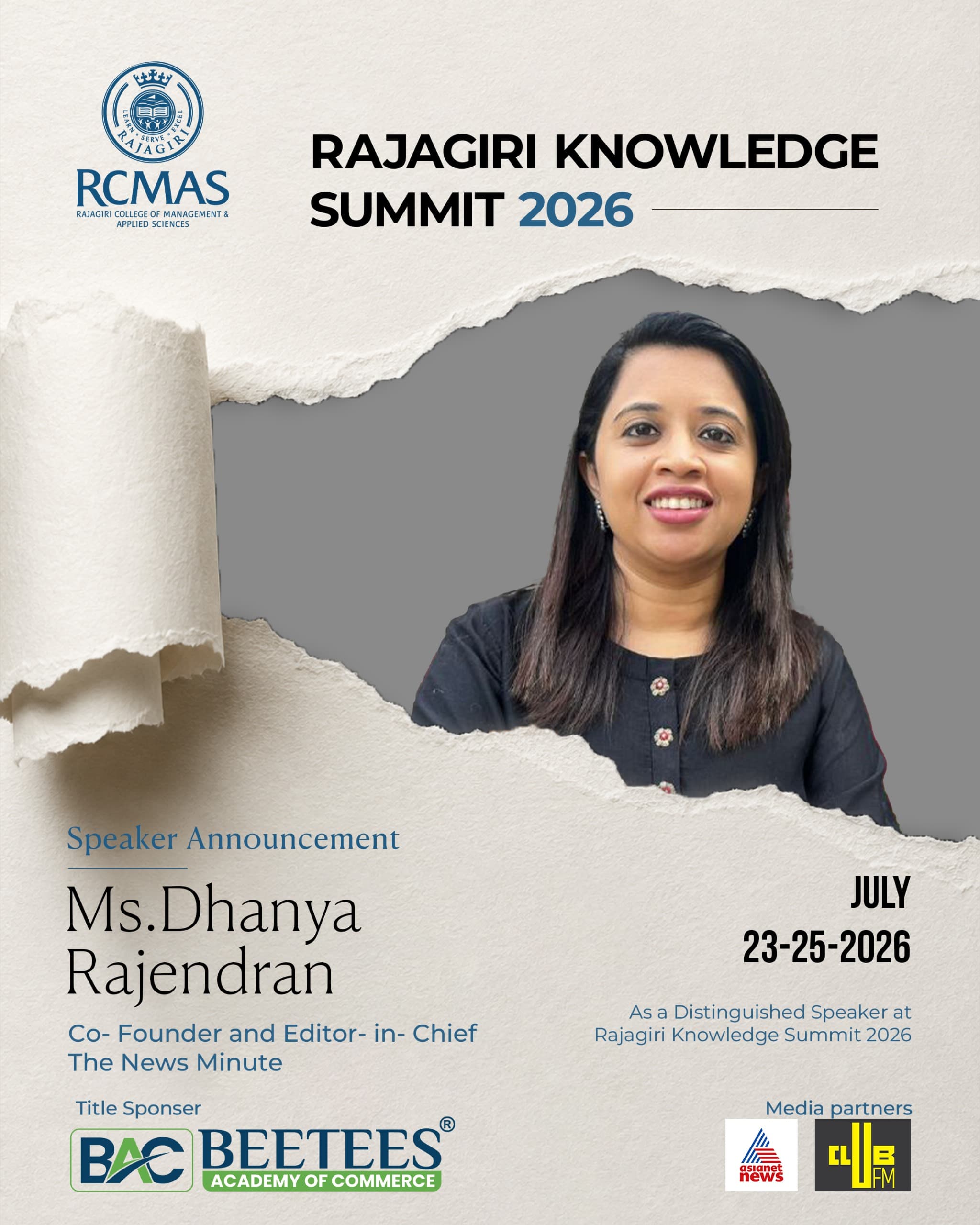 Ms. Dhanya Rajendran